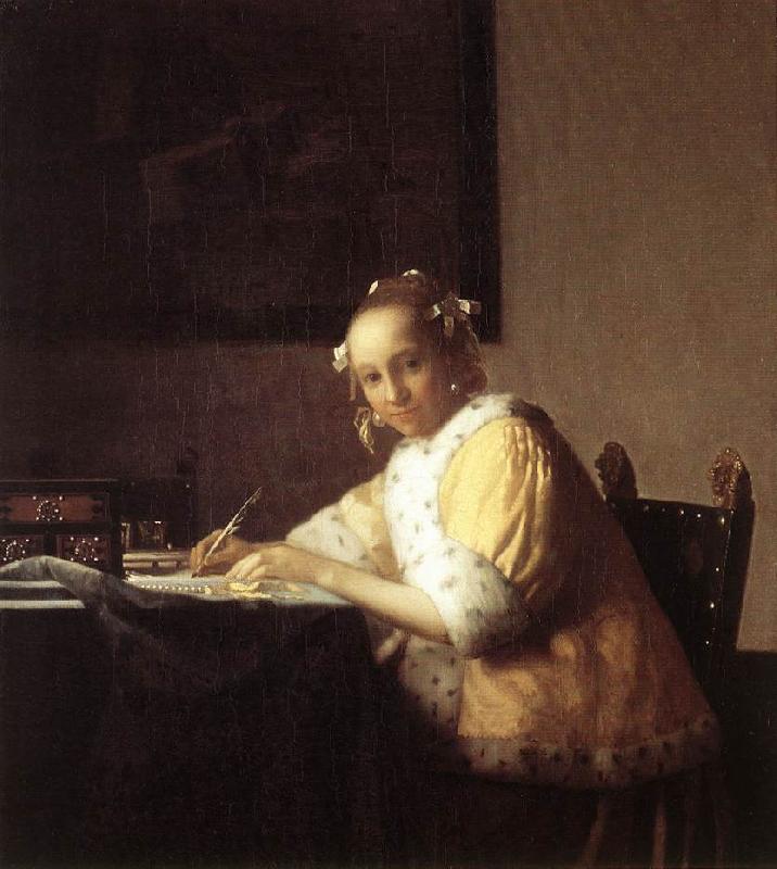 VERMEER VAN DELFT, Jan A Lady Writing a Letter qr France oil painting art